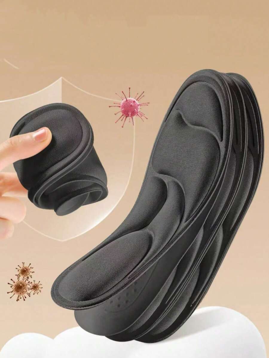 1 Pair Unisex Black Soft & Breathable Insoles For High Heels And Flats, Comfortable For Sports, Running, Walking