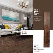 DECOPVC Piso SPC Decoclick – 11 Piezas de 18.3 x 122 cm – Instalación Click sin pegamento – Ideal para interiores – Resistente al agua y tráfico pesado – Acabados en madera, roble y pino - Madera de arce 2837 - Ver 1