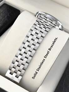 Pablo Raez 1pc Stainless Steel Man Watch Sweeping Movement Top Brand New Original Charming Superior Wristwatch For Gentleman Silver Color Jewelry Non Tarnish Luxury Solid Steel Bracelet Gentleman Gorgeous Real Bar Scales With Date Fashion Design 50M Waterproof Male Quartz Wristwatch