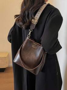 High-End Versatile Bucket Bag, Fashionable Solid Color Shoulder Bag, Retro Niche Design, Women's Shoulder Bag, Suitable For Work, Commuting, Daily Outings, Shopping And Dates