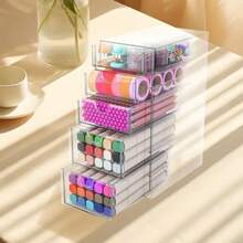 5 Tier Acrylic Drawer Organizer Stackable Makeup Hair Accessories Organizer With 5 Sliding Drawers Clear Desk Organizer Drawers Makeup Organizer Holder Box For Cosmetic Jewelry Pen Stationery - trong suốt - Xem 2