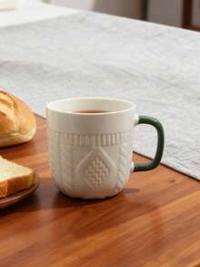 1/2pcs Ceramic Couple Mugs, Embossed Holiday Pattern - Christmas And Valentine's Day Gifts, Home Kitchen Red Handle Dishwasher Coffee Cups, Holiday Mug Gifts | Romantic Gift Mugs | Ceramic, Coffee Couples Gifts | Valentine's Day And New Year Gifts, Lady Milk Cup, Coffee Cup, Water Cup - Multicolor - View 18