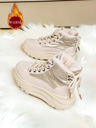 女冬季加绒2024新款韩版学生百搭加绒保暖高帮雪地靴厚底增高运动休闲雪地靴女