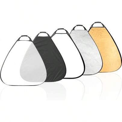 Selens 5 In 1 Reflector 80 Cm Triangle Reflectors Photography Portable Foldable Gold Silver White Black Transparent Light Reflector With Carry Bag For Portrait Outdoor Photo Studio Video