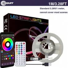 NBBUFF LED Light For Bedroom,3ft-65ft RGB LED Strip Lights, Can Be Controlled By Mobile APP And 44-Key Remote Control, Can Change Colors Synchronously With Music, Can Be Timed, Adjust Brightness Very Easy To Install, LED Lights Suitable For Children's Room Decor, Festival Celebration Atmosphere Lighting, Home Decor Wall Decor