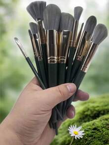 14-Piece Makeup Brush Set - Professional Grade, Soft And Dense Bristles, Perfect For Applying Foundation, Highlighter, Eyeshadow And Base Makeup, Gorgeous Blend, Eyeshadow Brush Set, Comes With Leather Storage Case And Storage Bag Optional, Effective Makeup Brushes - 14-Piece Makeup Brush Set Green Soft Foundation Face And Eyebrow Shadow Valentine's Day Mother's Day Perfect Gift,Brush Set,Makeup Brush Kit,Make Up Brush Set,Make Up Set Complete,Makeup Brush Set,Complete Makeup Kit,Brush Kit,Brushes Makeup Set,Makeup Gift Set - Green - View 13