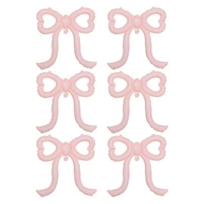 12个粉色蝴蝶结气球，蝴蝶结派对装饰，适合女孩、女士，粉色蝴蝶结生日装饰，巨型铝箔气球，适用于婴儿派对、新娘订婚、婚礼装饰、单身派对用品、情人节装饰、新年装饰