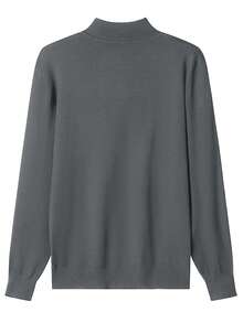 GRDR Jersey de cuello alto minimalista casual para hombre - Gris Oscuro - Ver 3
