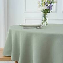 Maxmill Round Textured Tablecloth SpillProof Wrinkle Free Soft Jacquard Table Cloth For Circular Table Cover For Dining Room Buffet Banquet Parties Holiday Dinner 70 Inch Sage Green - 新星鼠尾草 - 查看 4