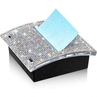 Rhinestone Self Stick Note Pad Holders 4 X 4 Inches Memo Sticky Dispenser Note Holder Sticky Dispenser For Office Home Desk Supplies AB Color