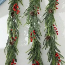 Christmas Vine Artificial Plant Pine Needle Vine Wreath Decor, Faux Green Plant Vine - Multicolor - View 1