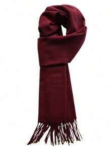 1pc Men Plaid Scarf With Tassels, Warm Men Scarf Accessory Students, Couples, Business, Outdoor In Autumn/Winter, European Style Men AccessoriesMen Scarves HNCM - 白色 - 查看 3