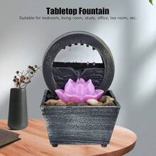 Adorno de fuente, 6.5 x 4.5 x 4.5 pulgadas, decoración del hogar con flores, fuente de mesa con luz LED, fuente de agua de escritorio con de alimentación USB para decoración de interior - 1 - Ver 3