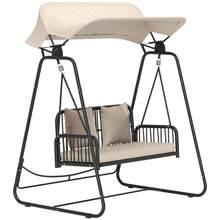 Outsunny 2-Seater Rattan Garden Swing With Adjustable Roof Cushion, Hanging Bench With Load Capacity Up To 240 Kg, Hanging Chair For Garden And Balcony, 149 X 121 X 180, Khaki - 1 - View 7