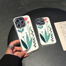 CLEAR  CASE Happy Flowers And Leaves On A Light BackgroundCompatible With  11 To  17 Models The Cases Lens Protection Function Ensures The Camera Remains Undamaged During Shooting  Guaranteeing Image Quality - transparente - Ver 6