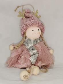 1 pieza Adorno colgante de muñeca ángel vintage - Decoraciones de árbol de Navidad lindas para el hogar, fiestas y regalos de cumpleaños - , Regalo con tema de hadas, Decoraciones navideñas, Decoraciones de fiesta, Diseño sin plumas, Árbol de Navidad - No se necesita electricidad, Fácil de colgar