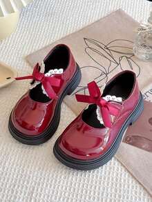 1 Pair Comfortable & Durable Hook And Loop Closure Girls Princess Shoes, Suitable For Outdoor Casual Wear And Indoor Dancing