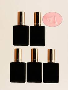 مجموعة من 3/5/10/20 قطعة من زجاجات الرذاذ المسطحة السوداء القابلة لإعادة التعبئة سعة 15 مل، رشاشات محمولة للتونر/العطر، أغطية رشاش باللون الذهبي الوردي/البنفسجي/الوردي، مع قمع وأداة إعادة التعبئة مضمنة - متعدد الألوان - مشاهدة 10