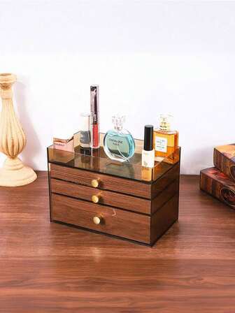 Joyero de 3 niveles en estilo vintage, organizador de joyas de madera con cajones, caja de almacenamiento de maquillaje, soporte para exhibir anillos, aretes, collares y pulseras; regalo ideal para el Día de la Madre, damas de honor, cumpleaños, amigos, maestros, mujeres; también adecuado para bolsa de cosméticos