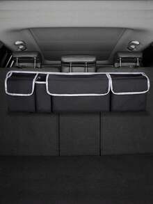 Car Trunk Organizer Bag Rear Seat Back Storage Hanging Bag For SUV And Sedan With Multiple Compartments Elastic Net Pocket Foldable Collapsible Cargo Storage Organizer For Road Trips Everyday Commuting Family Travel Grocery Shopping Backseat Protector Kick Mat Compatible With Strollers Toys Electronics Pets Holiday Gift For Halloween Thanksgiving Christmas