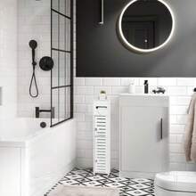 Storage Cabinet For Bathroom Toilet Roll Holder For Small Spaces Over The Toilet Cabinet For Skinny Bathroom Storage Corner Floor Slim Paper Cabinet With 2 Doors - White - View 7