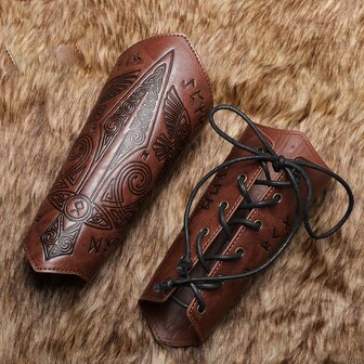Handmade European Medieval Viking Style Retro Embossed Wrist Guard, COSPLAY Stage Props Knight Bracer, Suitable For Festivals And Daily Use