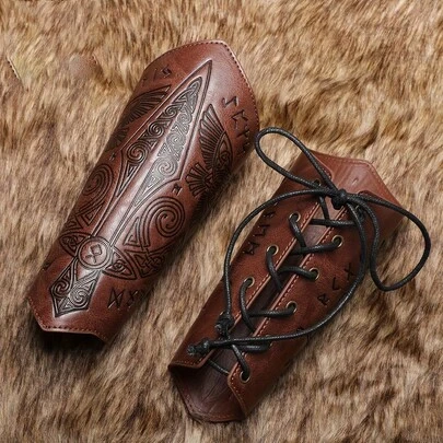 Brazalete medieval europeo hecho a mano, estilo vikingo retro con relieve, utilería de escenario para cosplay de caballero, apto para festivales y uso diario