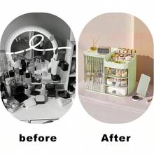 Makeup Organizers For Vanity Large Capacity Desk Organizers For Cosmetics With 3Layer Drawers And Mirror Cosmetics Display Case With Transparent Cover Ideal For Bedroom Vanity Desk Green