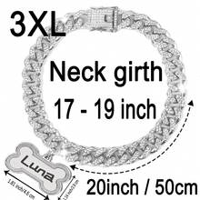 1pc Customized Luxury Rhinestone Dog Cuban Link Collar, 1.3cm Wide Hiphop Pet Necklace, Suitable For Small/Medium/Large Dogs, Pet Accessories & Gift, Can Engrave Pet Name, Phone Number, Anti-Lost Ornamental,Engraved Stylish,Fashion,Colorful,Vintage,Cute,Contracted,Cuties Custom,Unique,Customized,Personalized Pet For Anniversaries,For Birthdays,Pet Supplies,2025 Halloween Accessories,Fall Décor