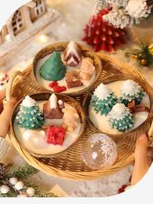 1pc Creative Coconut Bowl Christmas Candle Set, Variety Of Styles Candles, Scented Candles, Smokeless Candles, Cute Candles, Gifts, Souvenirs, Christmas Gifts, Winter Gifts, For Home Decor, Room Decor, Tabletop Decoration - Multicolor - View 6