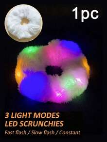 4个装LED发光毛绒发圈，柔软舒适，白色，3种模式：常亮、快闪、慢闪。点击即可切换灯光效果。适合夜间活动、日常佩戴、圣诞装饰、圣诞礼物、女孩礼物、个性化礼物、情人节、复活节、新年、圣诞袜礼物、新年快乐（颜色随机） - 毛絨髮圈 - 查看 10