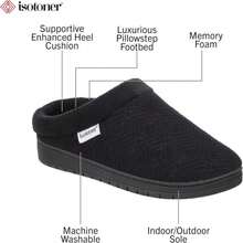 Isotoner Women'S Indoor_Outdoor Slip-On Diamond Microterry Gemma Clog Slippers With Memory Foam Comfort - ColorA - 查看 2