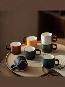 Mini Vintage Holzgriff Keramik Espresso Tasse, Keramik Teetasse, Holzgriff Japanische Keramik Kleine Kaffeetasse, Verlaufende Glasur Teetasse, Keramik Kung Fu Kleine Teetasse, Einzelne Haupttasse, Nachmittags Tee Geschenkbox Set, Espresso Tasse, Japanische Einfache Mini Kaffeetasse. Einfaches saisonales Design, bequemer Griff, leicht zu reinigen, perfekt für Zuhause, Café und Bürogebrauch (Bitte beachten Sie die Größe) - Verschiedenfarbig - Übersicht 1