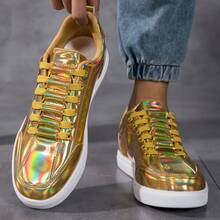 Men's Comfortable & Durable Sports Shoes, Men's Formal Shoes With Glossy Design For Fashion & Daily Wear, Men's Versatile Casual Shoes - Gold - View 11