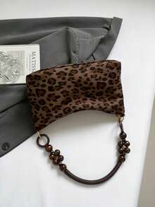 Sac de téléphone imprimé léopard , nouveau sac pour femme de vache mat, sac bandoulière polyvalent rétro haut de gamme en véritab - Café - Voir 6