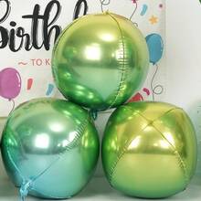 6Pcs Gradient Green Round Foil Balloons, 22 Large Helium Ball Mylar Balloon, Metallic Green Foil Balloon Birthday Graduation Wedding Halloween Disco Prom Tropical Party Decorations - 漸變綠 - 查看 3