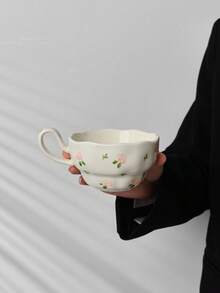 Vintage Creative Hand-Painted Butterfly & Floral Coffee Cup & Saucer Set, Home Decor Tea/Coffee Drinking Cup Gift For Friends, Housewarming