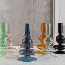 1pc European Romantic Glass Candle Holder, Suitable For Wedding, Valentine's Day, Dinner Party, Home Decor, Living Room Tabletop Ornament