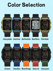 SANDA. SANDA 2211新款方形男士手表户外夜光防水多功能运动大表盘电子表 - 均碼 - 查看 10