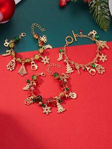 1pc Elegant Christmas Jewelry Bracelet, Creative Versatile Christmas Tree, Santa Claus, Snowflake Pendant Charm Bracelet For Women