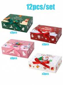 Bộ 12 hộp quà tặng chủ đề Giáng sinh, hộp quà giấy lớn kích thước 10.63x3.15x7.87 inch, ruy băng nơ nhiều màu, hoàn hảo để trang trí quà tặng ngày lễ, hộp quà Giáng sinh, trang trí Giáng sinh, quà tặng Giáng sinh, quà tặng Lễ Tạ ơn, hộp quà lưu niệm trang trí tiệc ngày lễ. - Nhiều màu - Xem 17