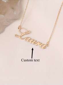 Personalized Name Necklace, Custom Name Pendant Necklace, Customizable Stainless Steel English Letter Pendant, Elegant Style Accessory, 18K Gold Plated Stainless Steel Pendant Necklace, Anniversary, Birthday, Wedding Gift, Unisex Necklace - Multicolor - View 3
