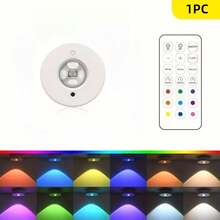 Bộ 6 đèn LED/3 đèn LED/1 đèn LED tủ, đèn ngủ tròn đổi màu RGB, đèn chiếu LED có điều khiển từ xa, đèn tủ chạy bằng pin, thích hợp cho tủ quần áo, tường phòng ngủ, tủ, hành lang. - trắng - Xem 12