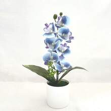 逼真仿真蝴蝶兰盆栽 - 鲜艳的粉色、白色、紫色仿真花朵，家居装饰、婚礼、节日、餐桌摆设，无需养护，蝴蝶装饰，新年节日必备礼物 - 彩色 - 查看 8