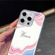 CLEAR  CASE Abstract Wavy Stripes With The Word FlowerCompatible With  11 To  17 Models The Cases Lens Protection Function Ensures The Camera Remains Undamaged During Shooting  Guaranteeing Image Quality - Clear - View 3