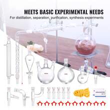 Lab Distillation Kit, 3.3 Boro Lab Glassware Distillation Kit With 24, 40 Joint, 1000ml Essential Oil Distillation Apparatus Kit, 29 Pcs Set Of Glassware Equipment - White - View 2