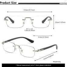 Men And Women Frameless Photochromic Glasses Square Frame Sunglasses Simple Casual Non-Prescription Glasses - 金色框黃色腿[變灰色] - 查看 8