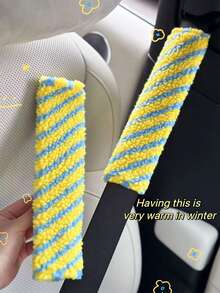 2pcs Car Seat Belt Shoulder Pads, Dopamine Lamb Wool Protective Covers, Car Decor Accessories