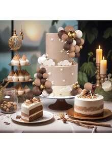 32 Stücke Kugel Cake Picks, bunte kugelförmige Cake Topper, Perlen Kugeln, Cupcake Cake Einsatz Topper für Geburtstags Party Dekoration, dunkelbraun, hellbraun, weiß, gold (Bitte nach Anbringen des weißen Rohrs verwenden. Die kugelförmige Oberfläche sollte den Kuchen nicht berühren.)