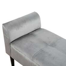 Upholstered Benches With Armrests, Bed Benches, Bed Stools, Bedroom Benches, Piano Benches, Dining Benches With Plaid Pattern, Velvet, MDF, Grey - Gray + Velvet - View 7